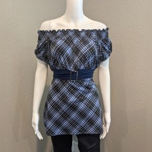 BOGO Cacama blueplaid babydoll top